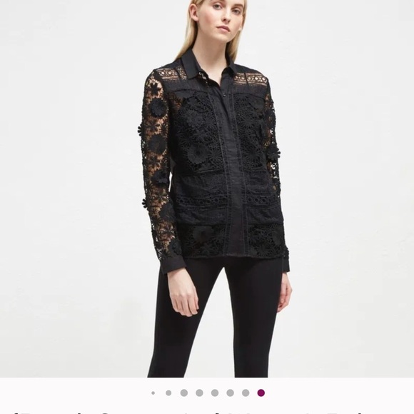French Connection Black Floral Lace Blouse - Picture 3 of 4